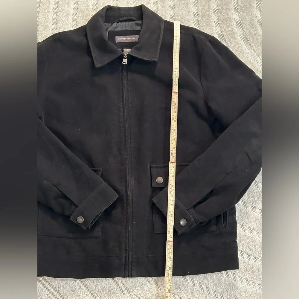Vintage Banana Republic Men’s Collared Bomber Zip-up Jacket in Black - L